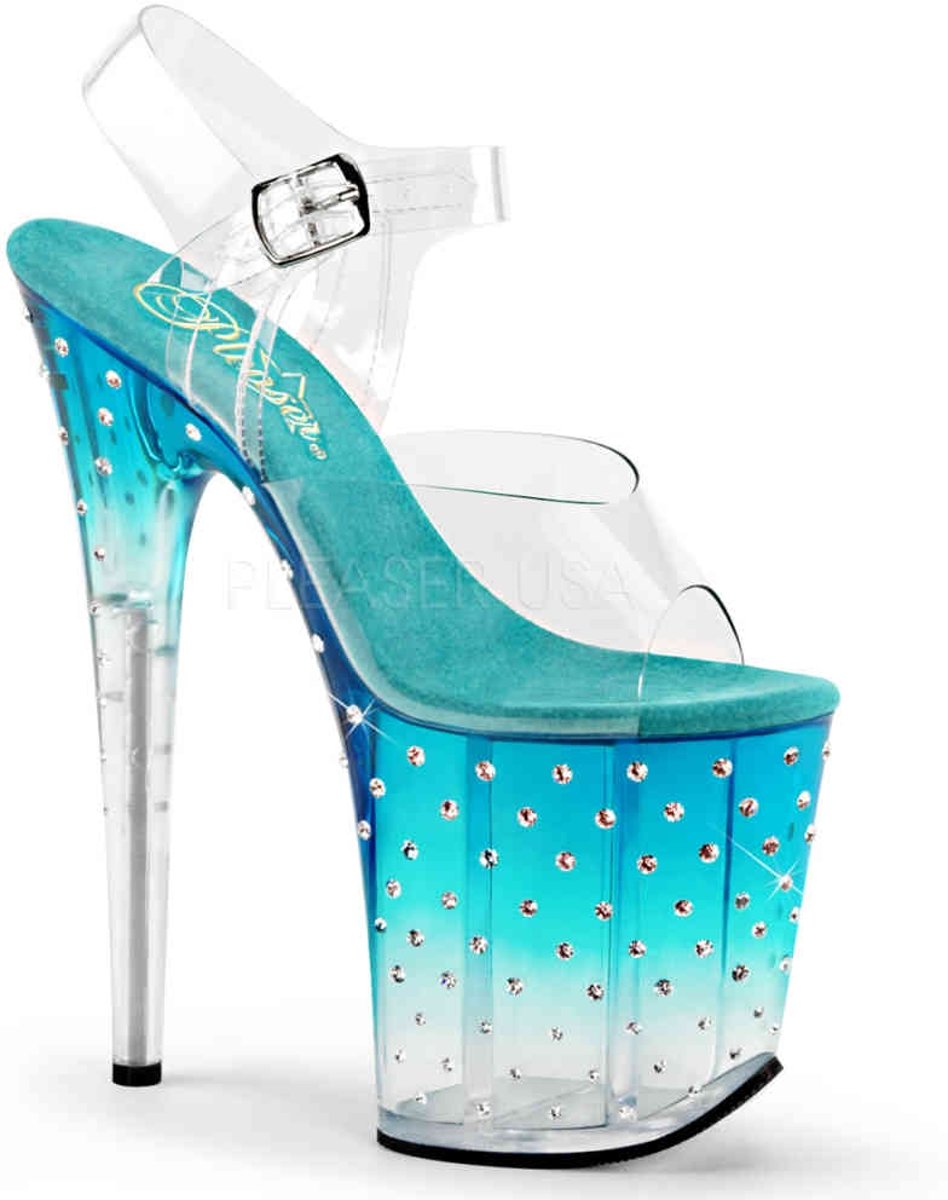 EU 36 = US 6 | STARDUST-808T | 8 Heel, 4 PF Ankle Strap Sandal w/RS Studded Bottom